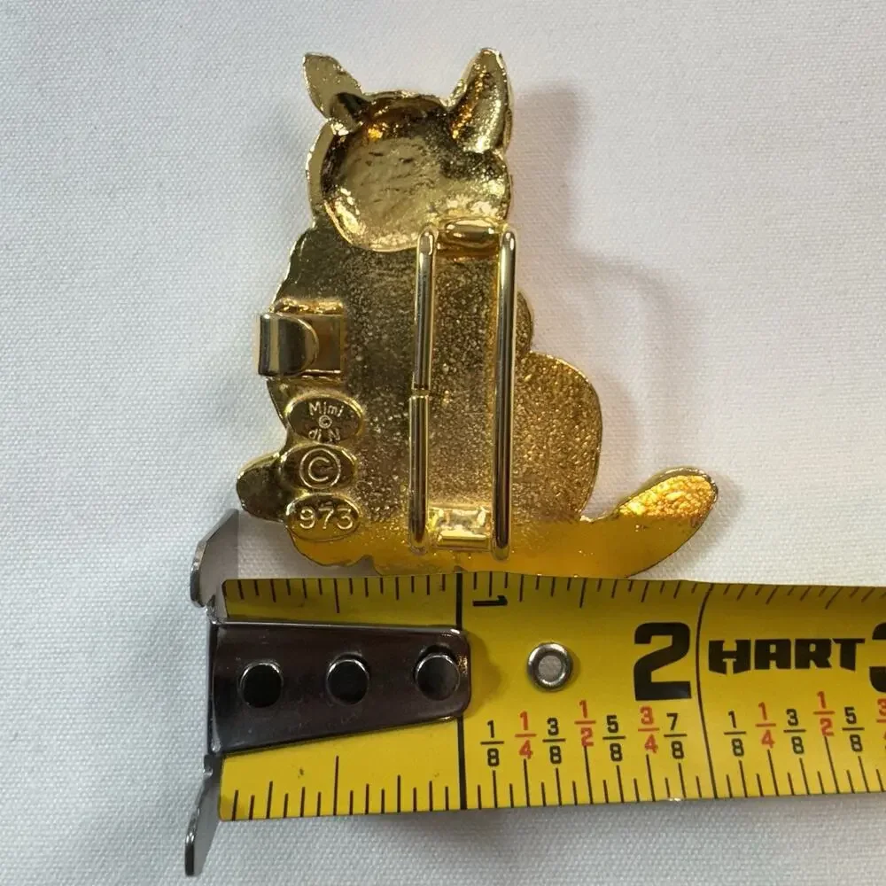 Mimi Di N Gold Tone Cat Belt Buckle Interlocking 1973 Stamped